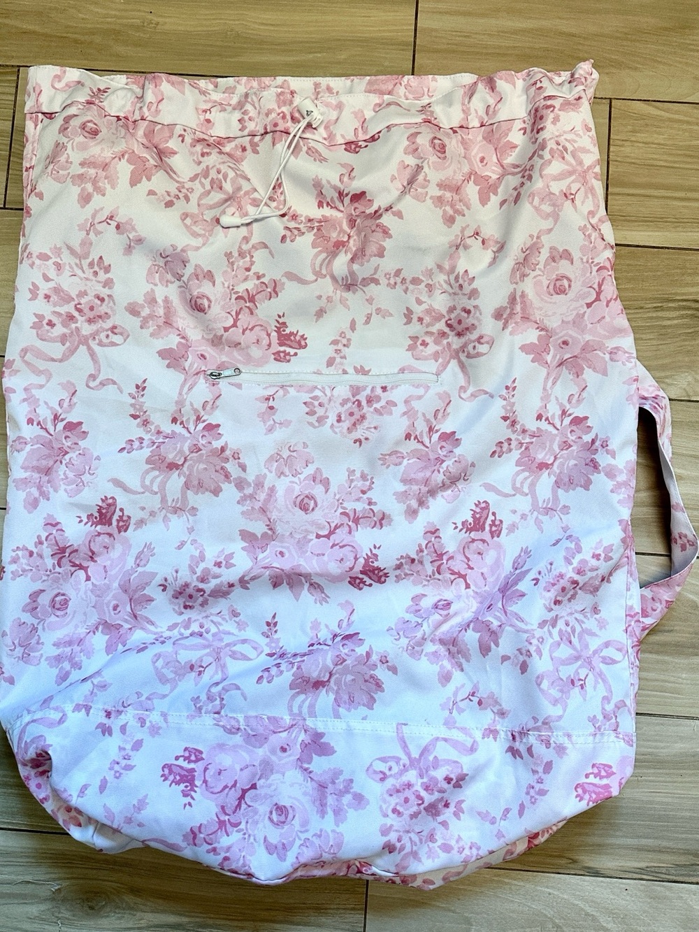 LoveShackFancy Pink Garden Damask Floral Bow Laundry Bag Pottery Barn